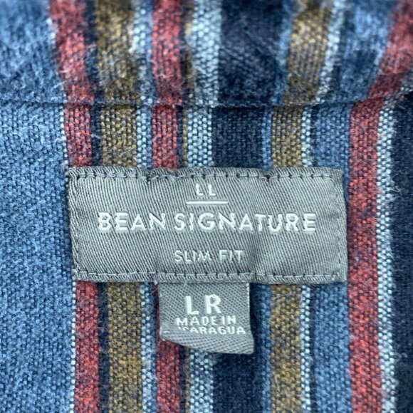 Bean Signature Mens Slim Fit Long Sleeve Shirt 100% Cotton Blue Size L 1973 - Picture 3 of 8